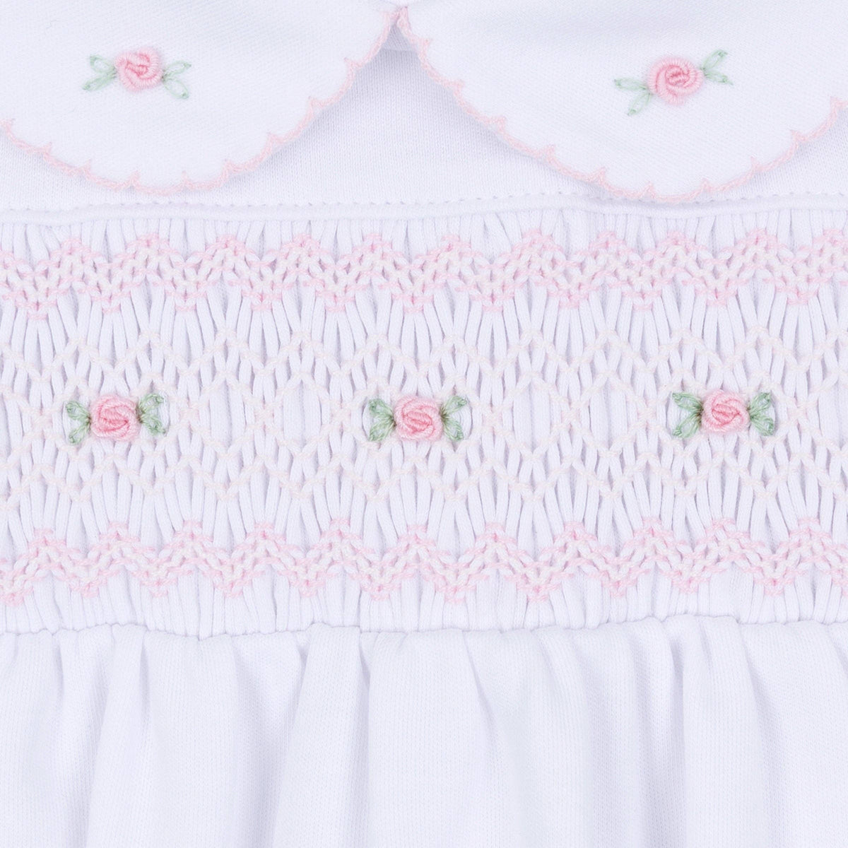 Grace Smocked Gown - White Pink