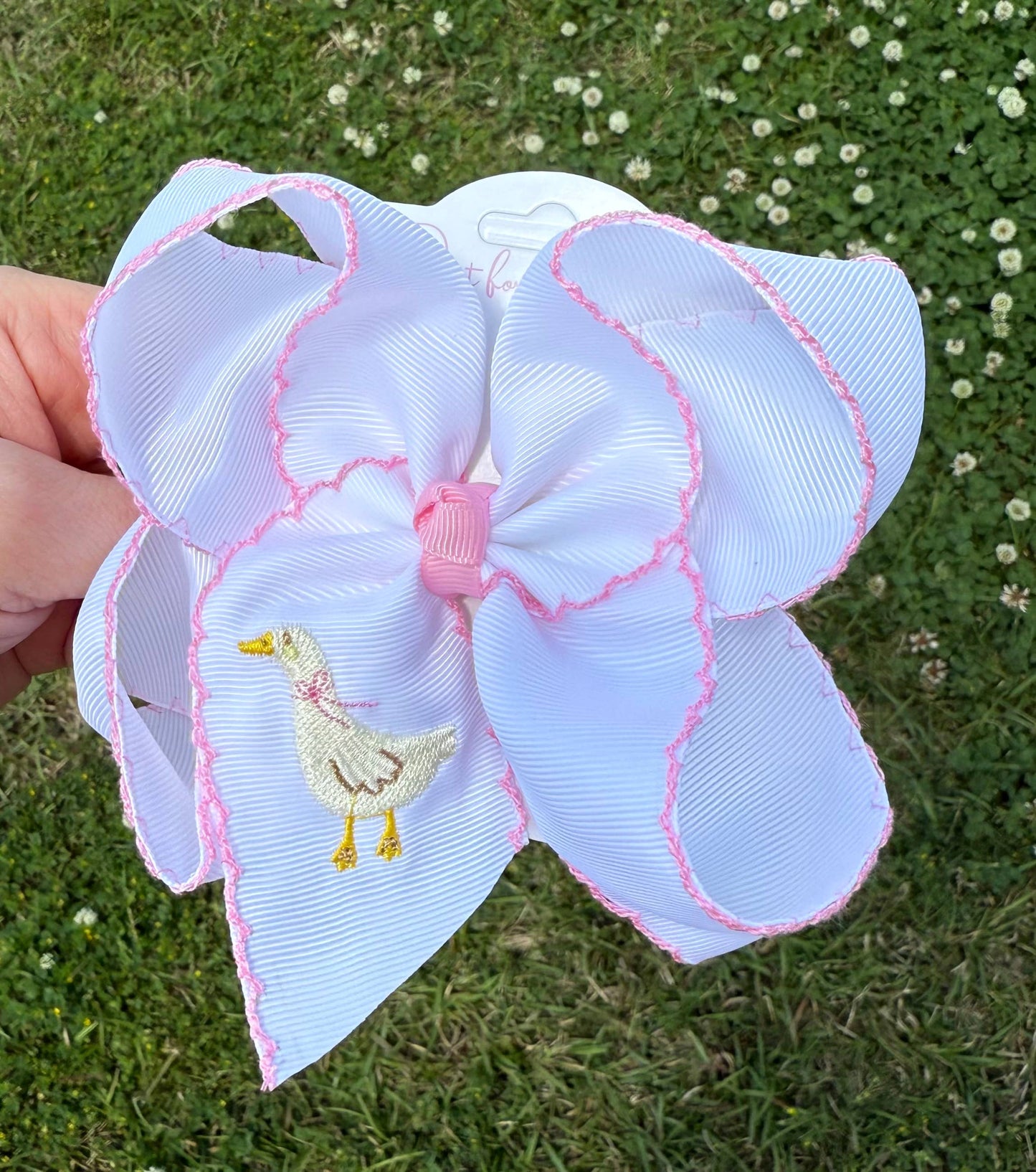Silly Goose Moonstitch Embroidered Bow