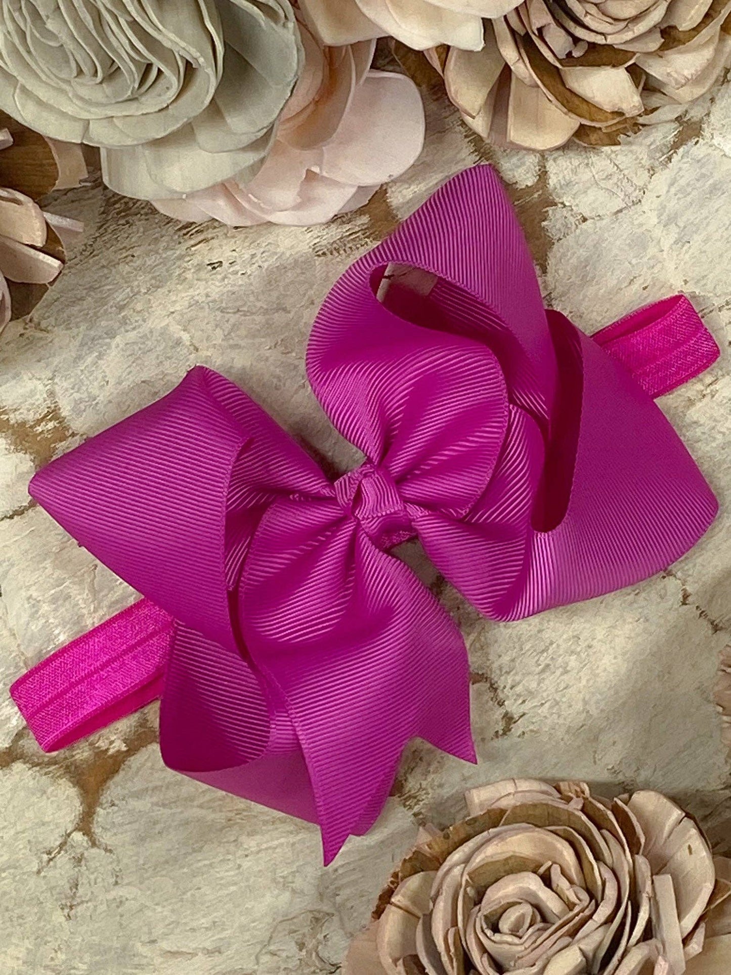 Classic Grosgrain Hair Bow - Satin Headband - 4.5"