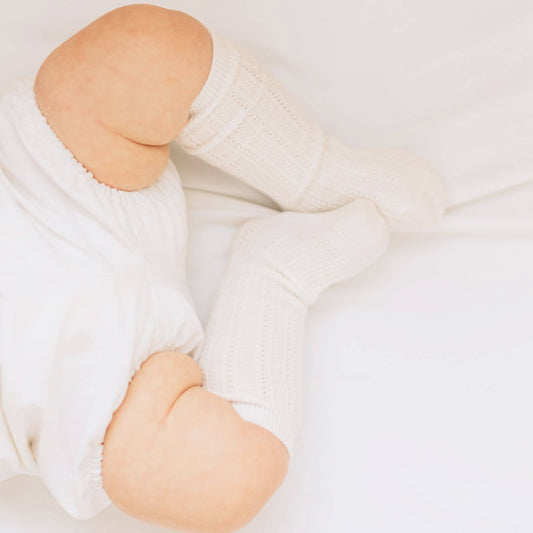 Baby Boy White Cotton Knee High Socks