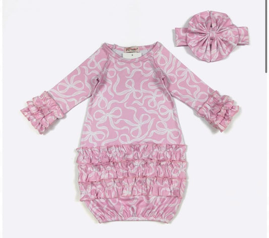 Pink Bow Gown + Headband