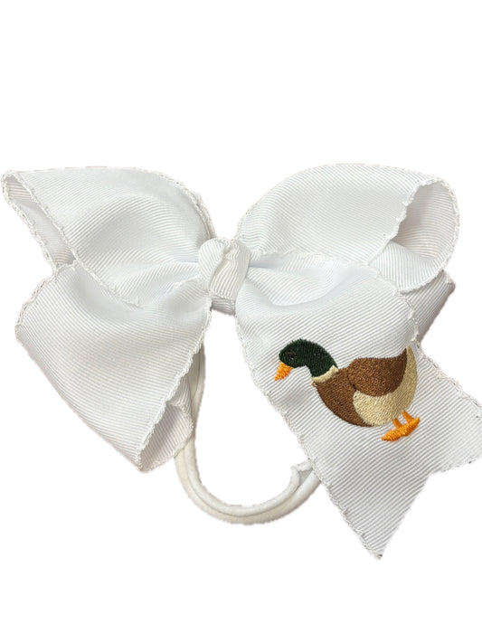 White Lace Mallard Bow