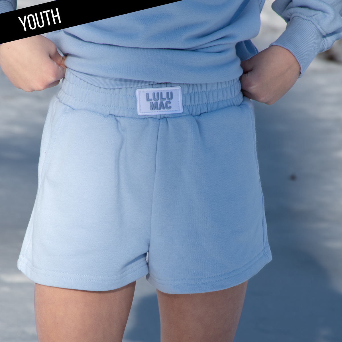 LULU MAC KID TERRY CLOTH SHORTS -LIGHT BLUE
