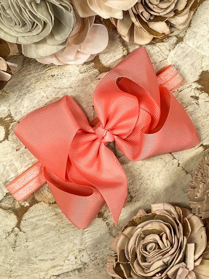 Classic Grosgrain Hair Bow - Satin Headband - 4.5"