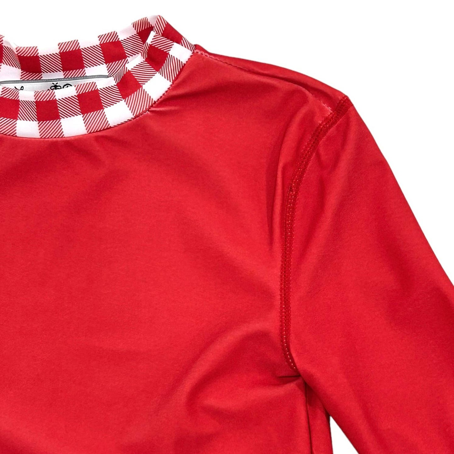 Boys Swim Rashguard - Red Gingham