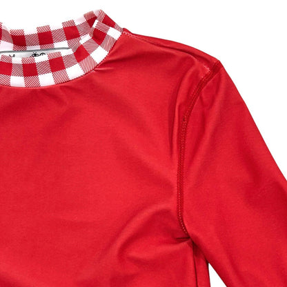 Boys Swim Rashguard - Red Gingham
