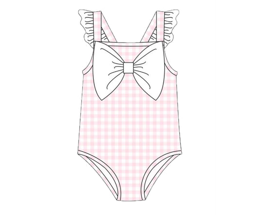 1PC Pink Bow Gingham Swim PRE•ORDER