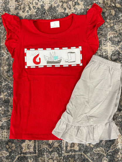 Ruffled Shrimp Boat Short Set