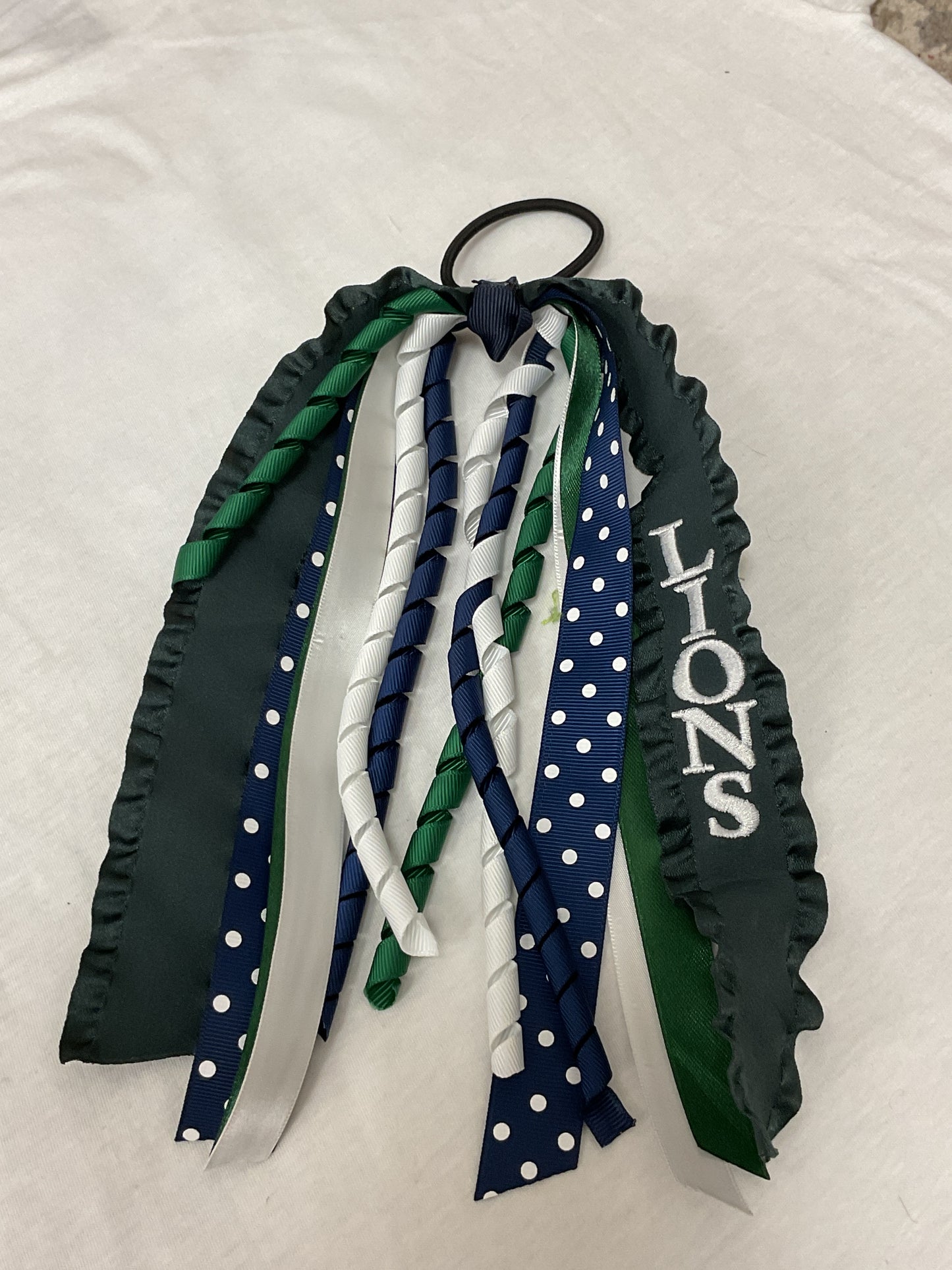 Green and White School Bows