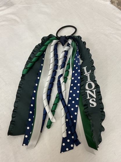 Green and White School Bows