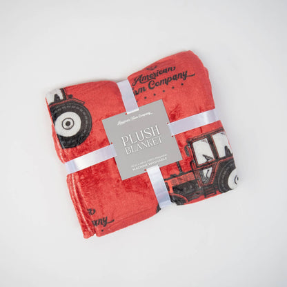 Red Tractor Plush Throw Blanket