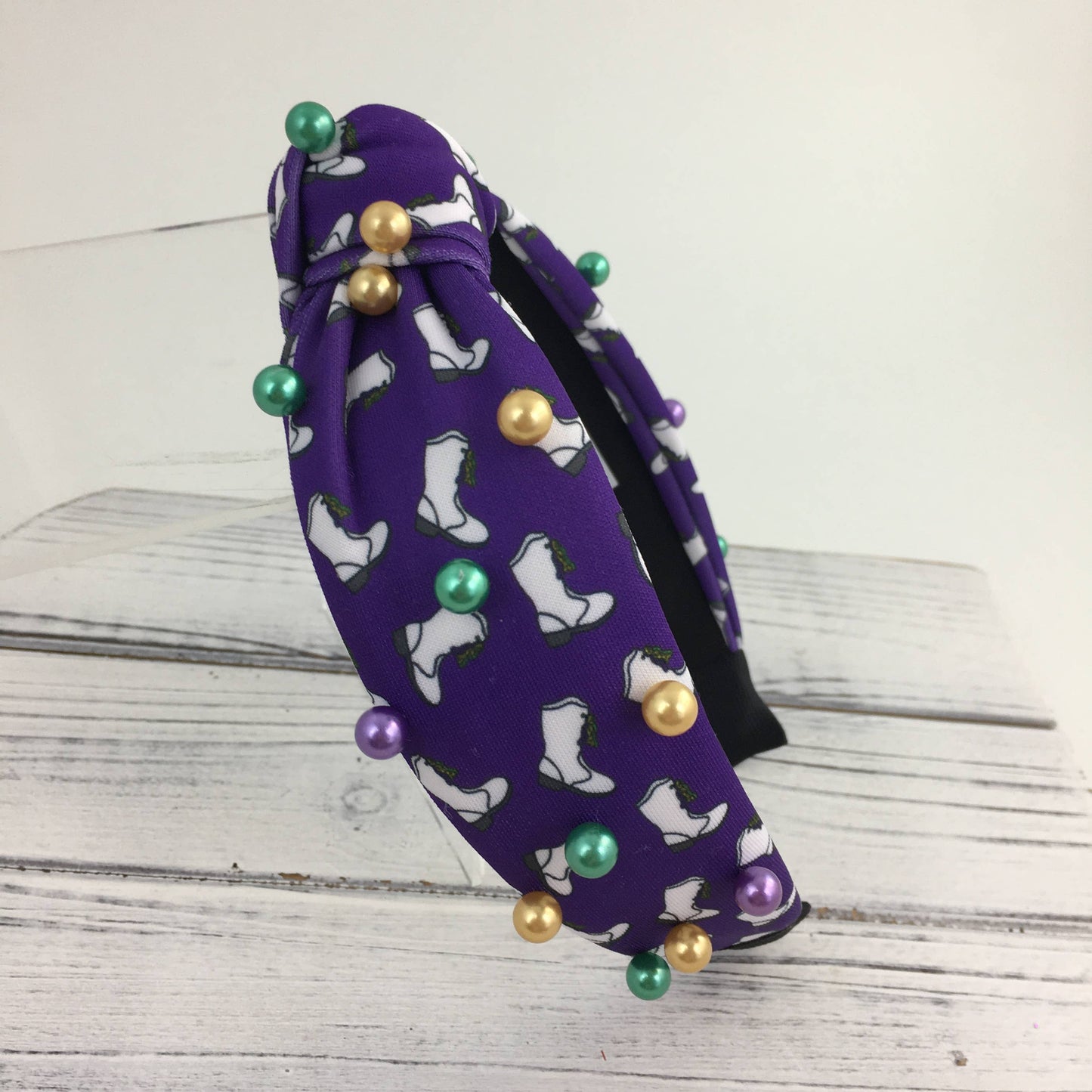 Mardi Gras Pearl Boot Headband