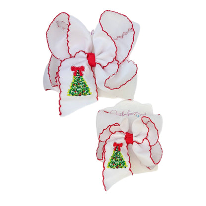 Holiday Heirloom Tree Moonstitch Hair Bow
