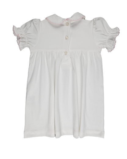Baby Girl Cream and Pink Tie Pima Dress Diaper Cover