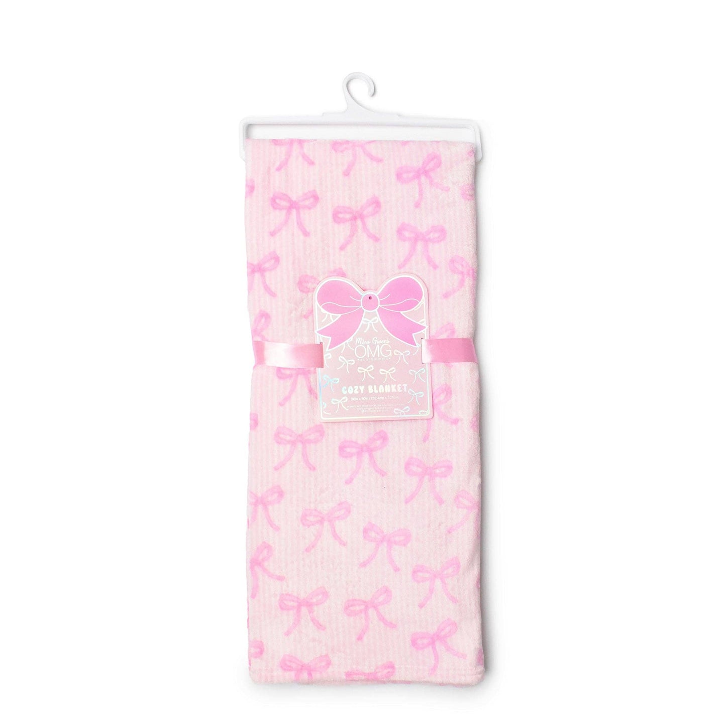 Fleece Striped Bow Printed Cozy Blanket