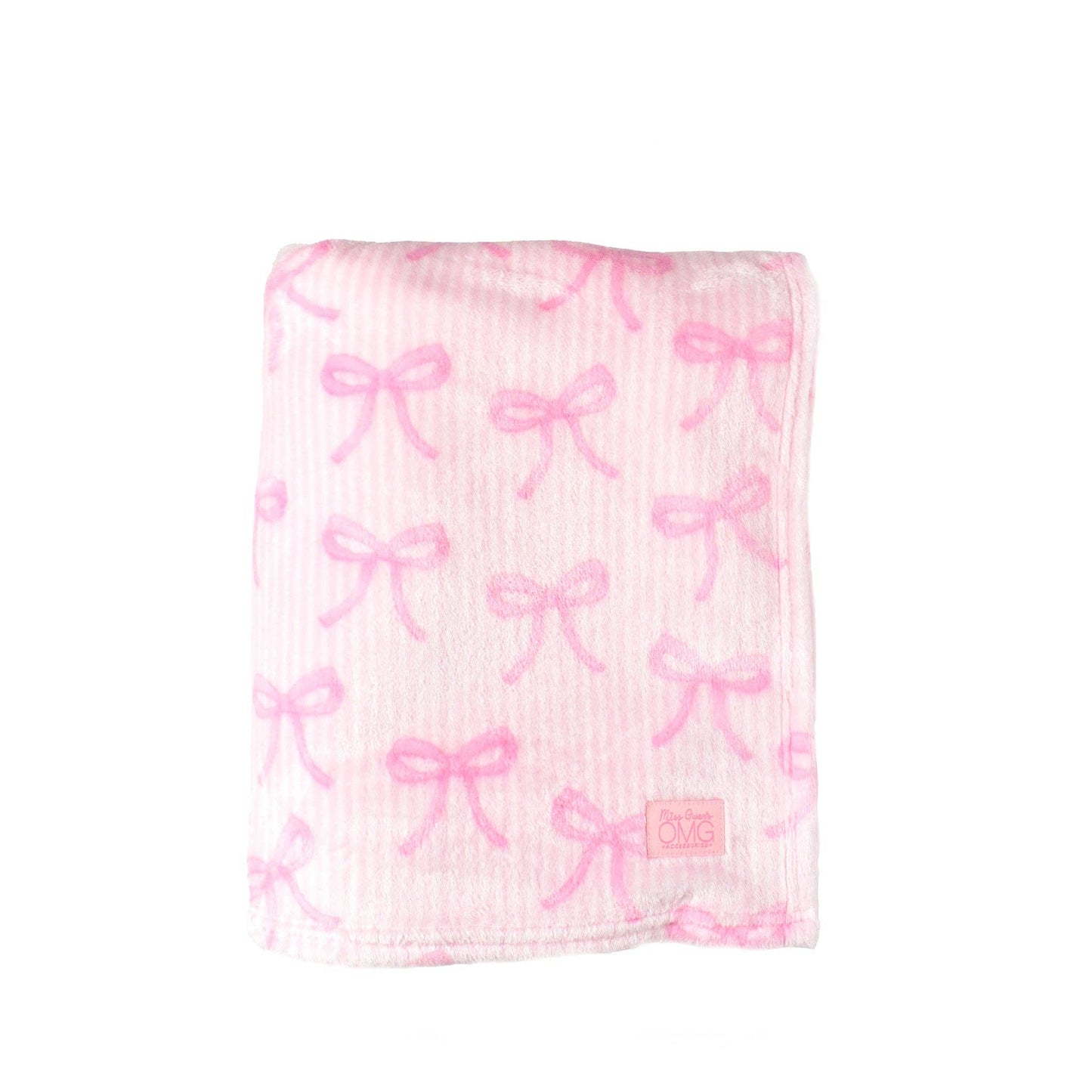 Fleece Striped Bow Printed Cozy Blanket
