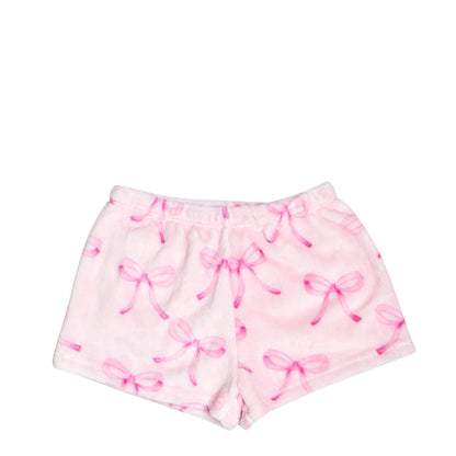 Orchid Floral Bow Cozy Shorts