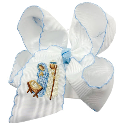 Away In a Manger Embroidered Hair Bow