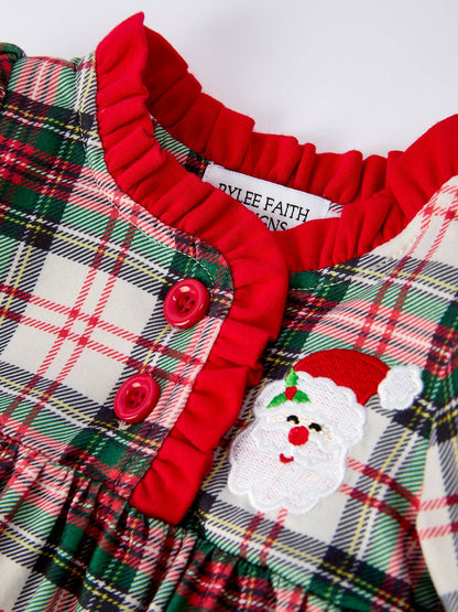 Plaid Santa Ruffle Bubble