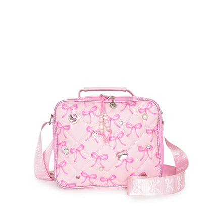 Bow Gem Quilted Lunch Bag with Charm