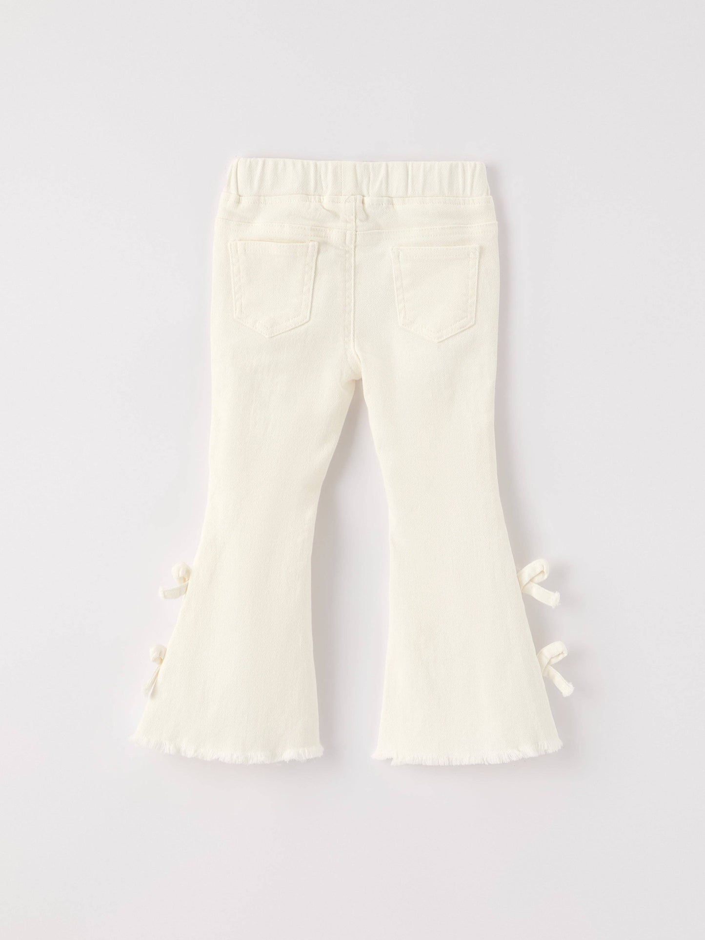 Charming White Denim Pants with Cute Bows