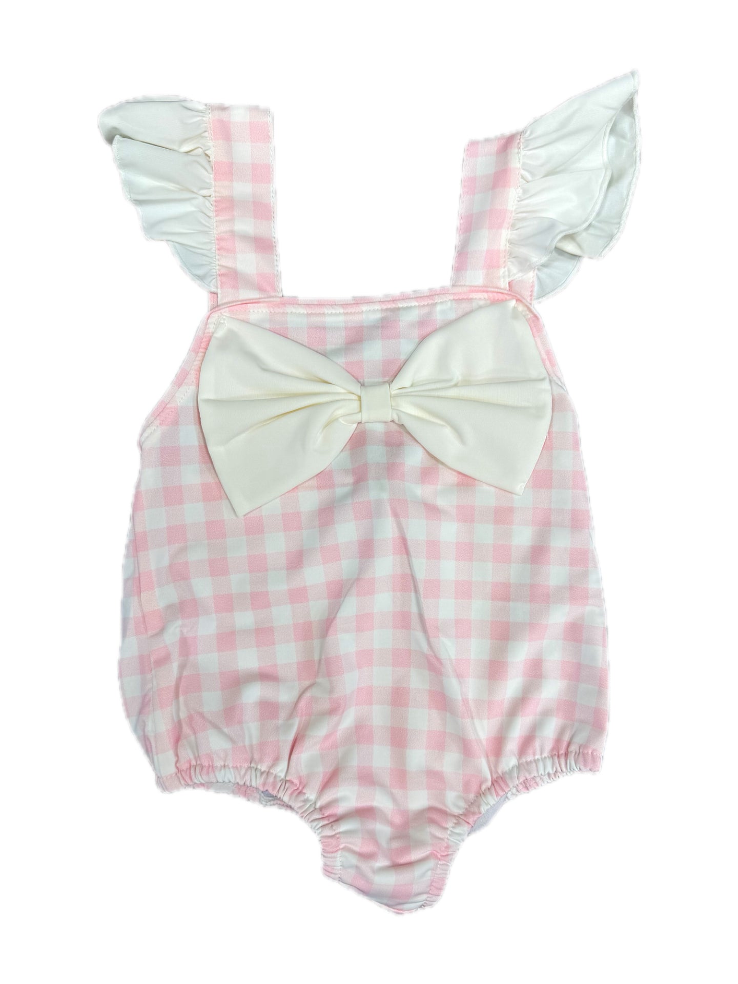 1PC Pink Bow Gingham Swim