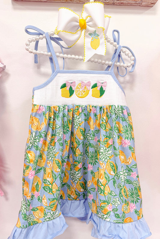 Lemon Coquette Smock Dress