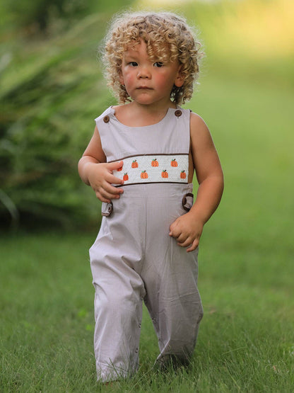 Brown Gingham Pumpkin Smocked Jon Jon