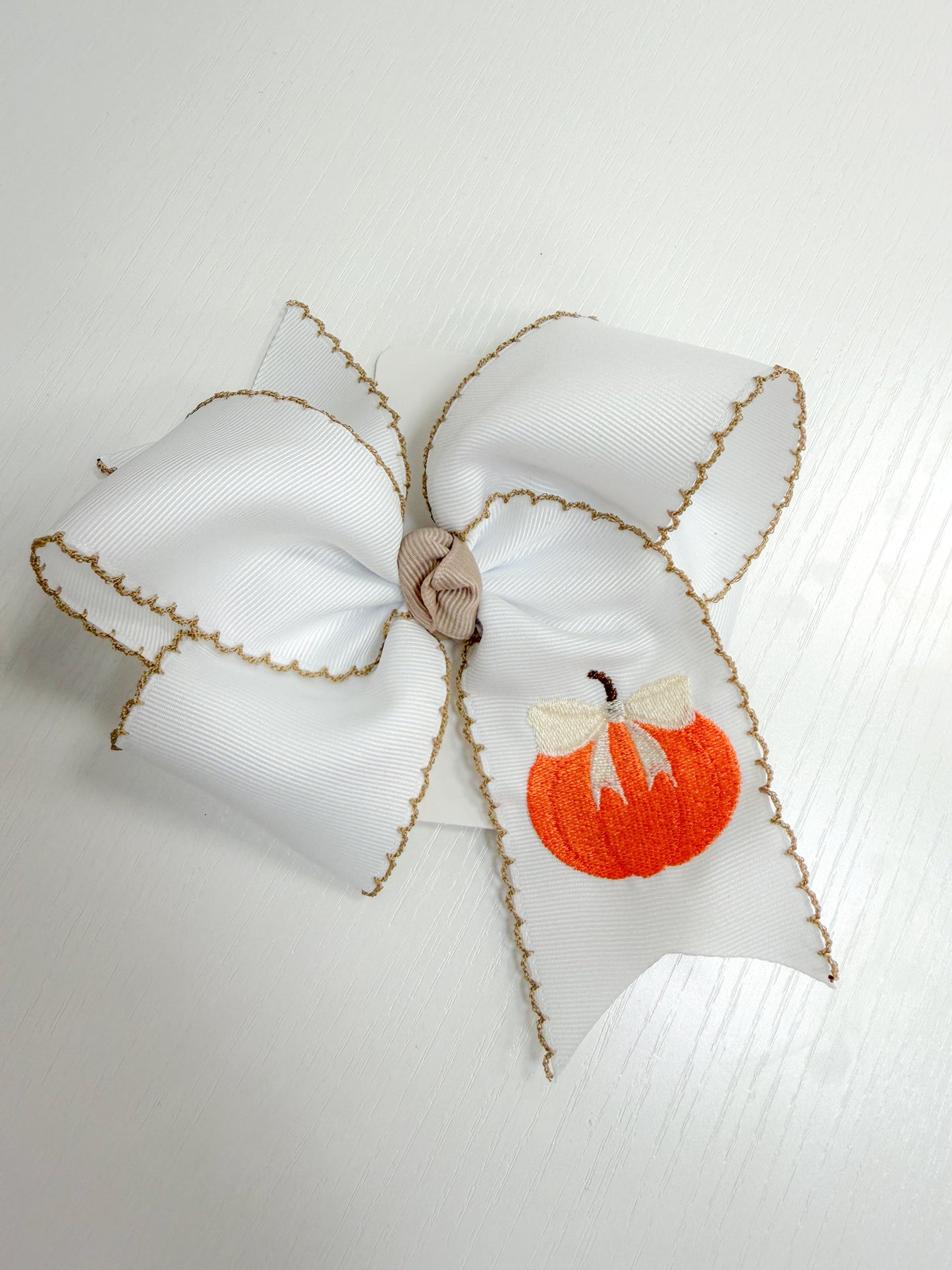 Brown Moonstitch Pumpkin Bow