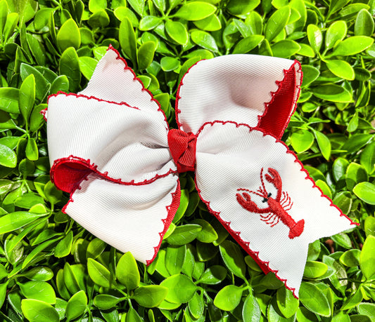 5.5” Embroidered Crawfish Bow