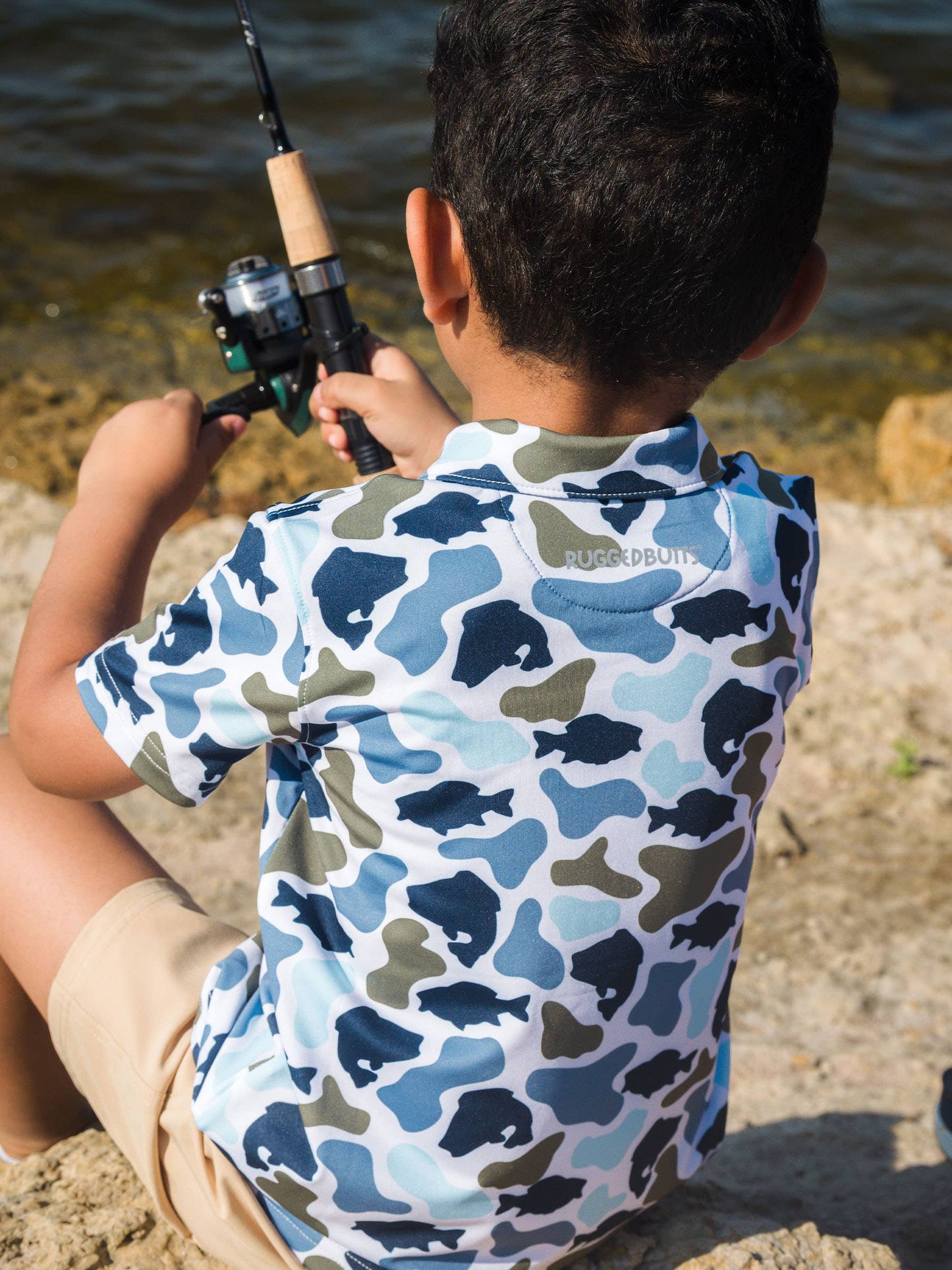Boys Fish Camo Catch Knit Short Sleeve Performance Polo