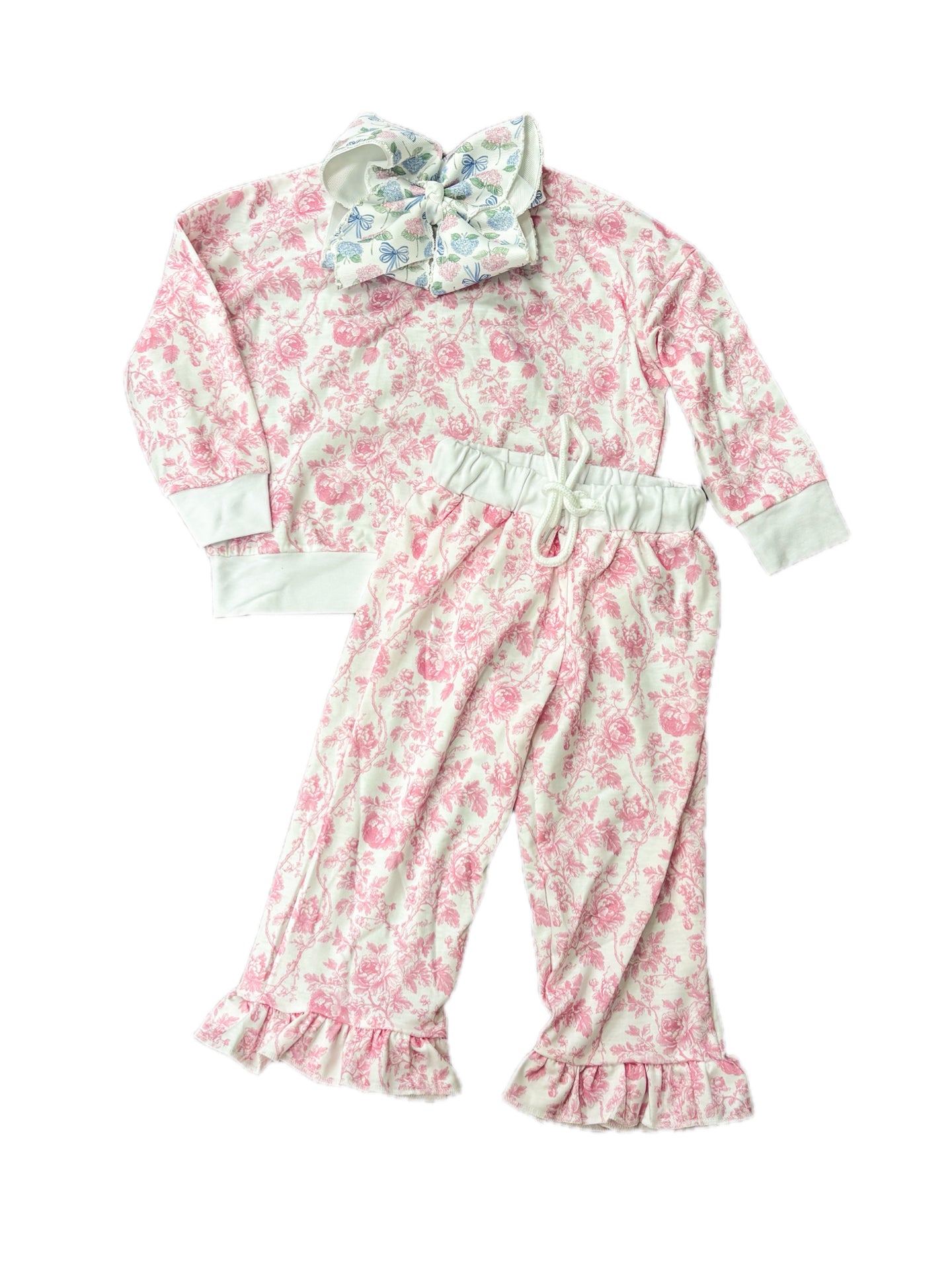 Pink Floral Flare Pant Set