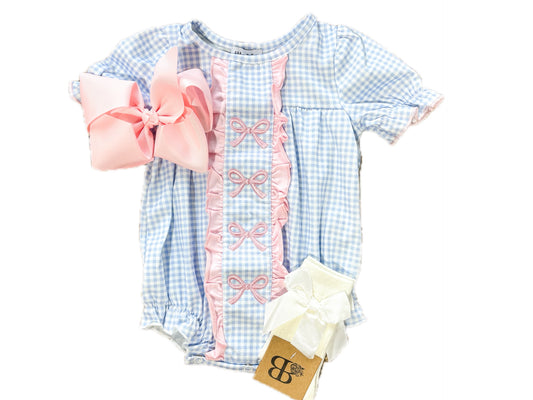 Blue Bow Gingham Bubble