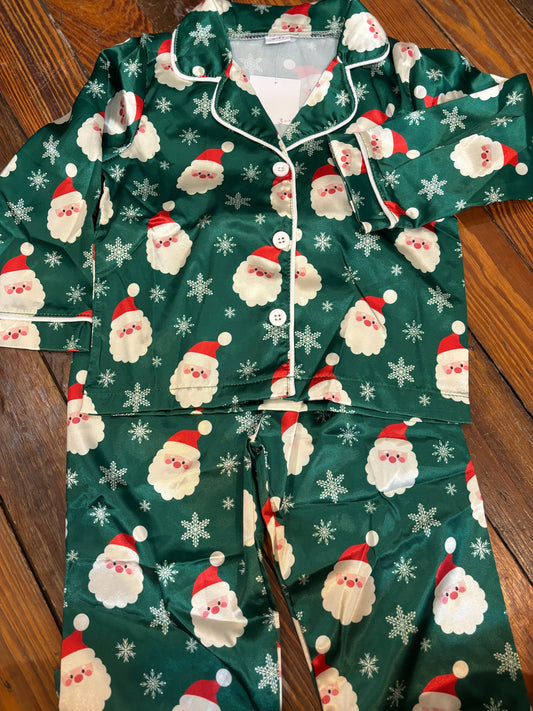 Silk Green Santa Pjs