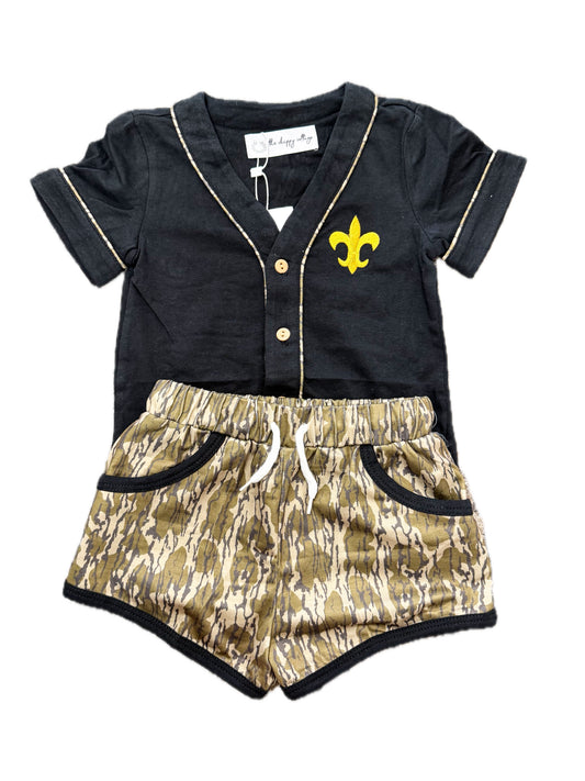 Black Camo Football Short Set