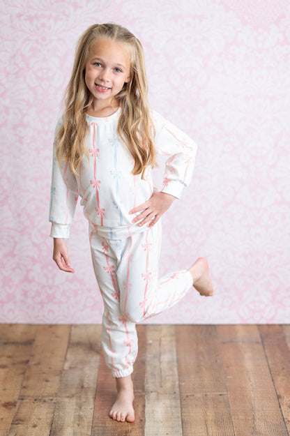 Girls Coquette Ribbon Bow Two Piece Lounge Set