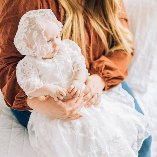 Charlotte Baby Girl White Lace Christening Baptism Dress