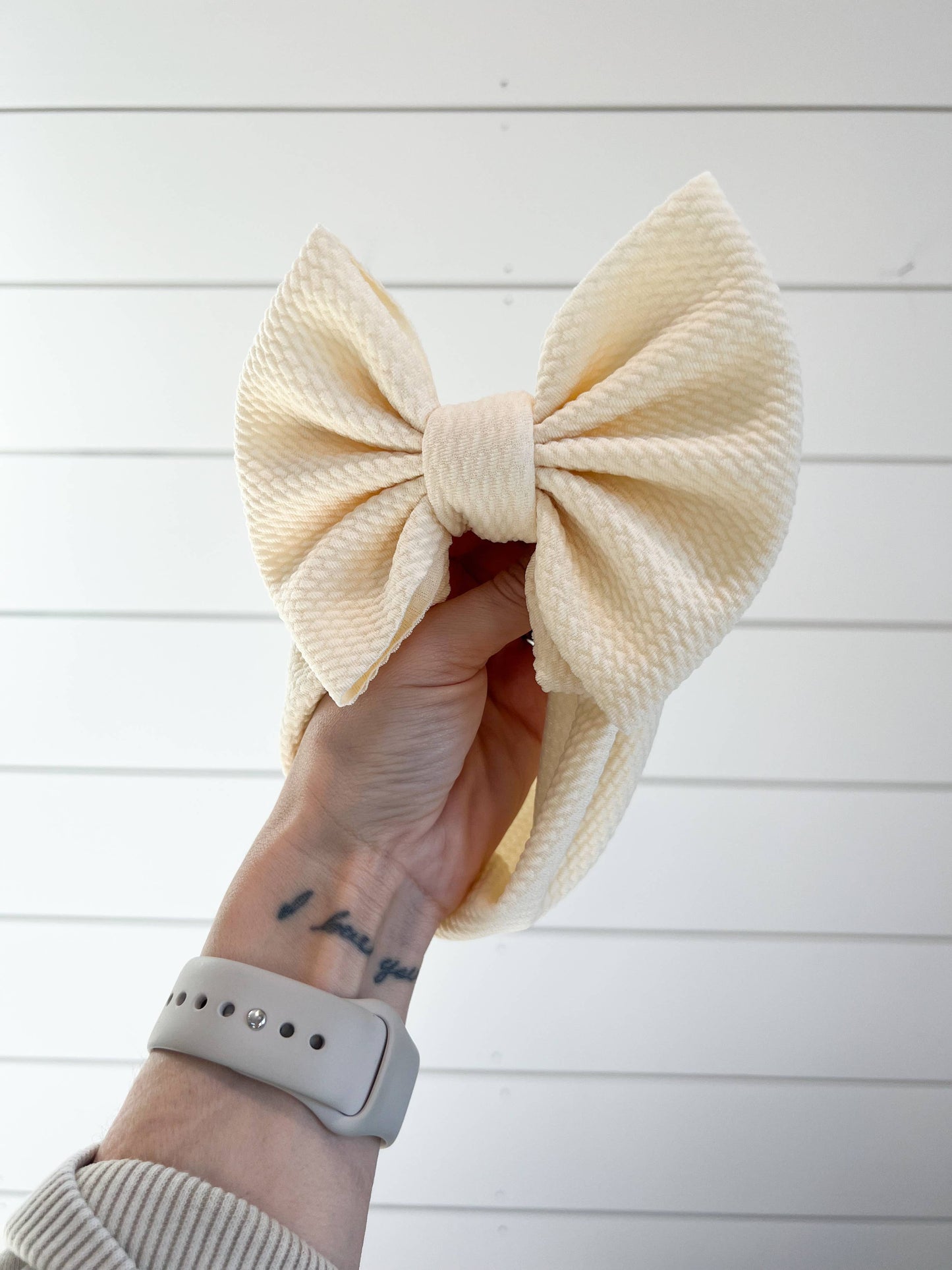 Cream Bullet Bow + Headwrap   