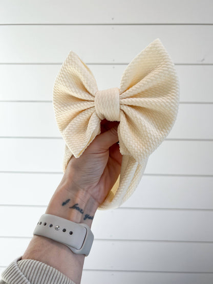 Cream Bullet Bow + Headwrap   