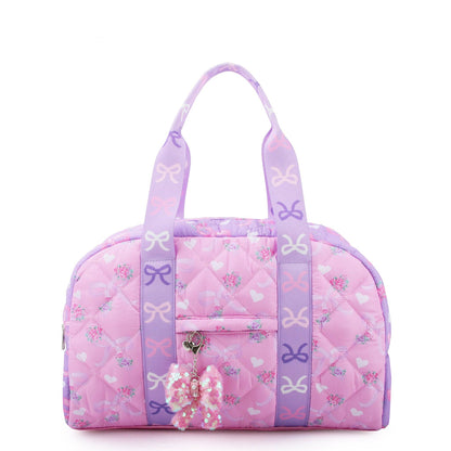 Quilted Ditsy Bow Print Medium Duffle Bag