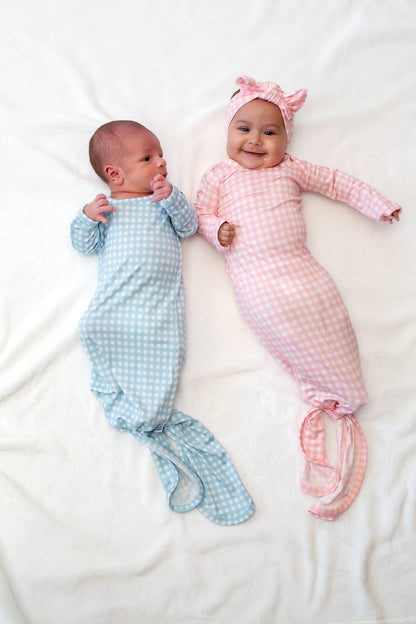 Blue Gingham (Spring/Easter) Knotted Infant Gown