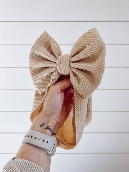 Tan Bullet Bow + Headwrap 