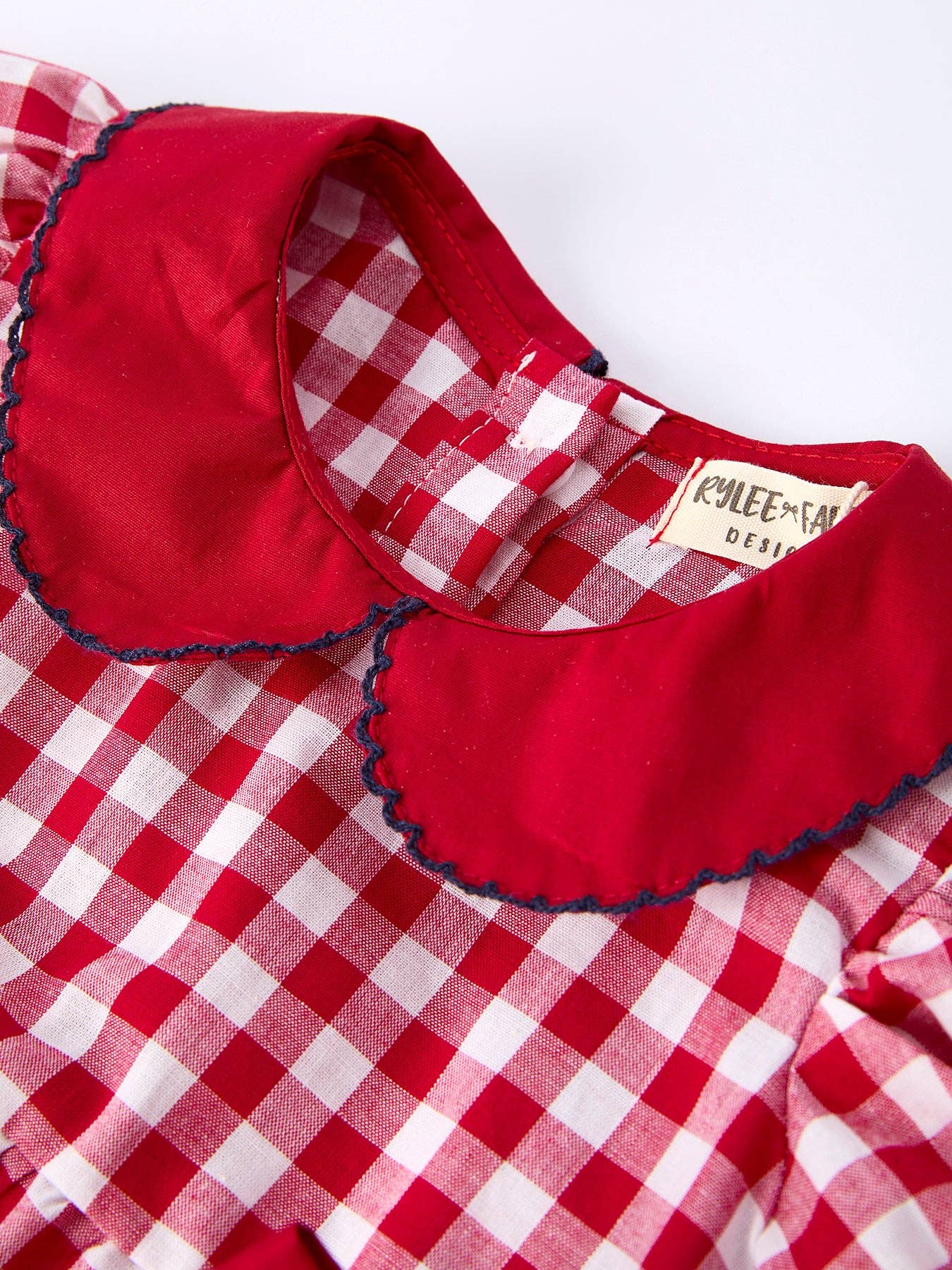 Plaid Flag Peter Pan Collar Bubble