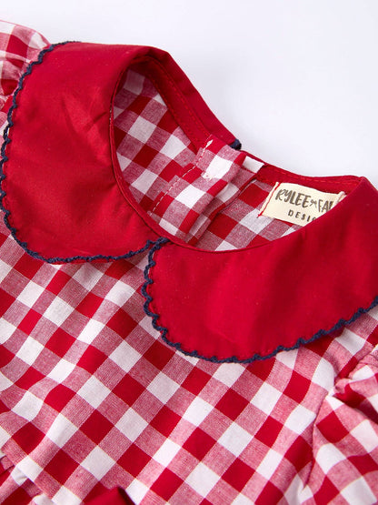 Plaid Flag Peter Pan Collar Bubble