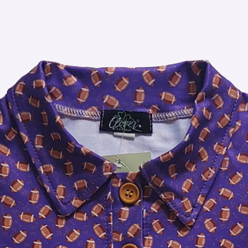 Purple Football Boy Collar Shirt