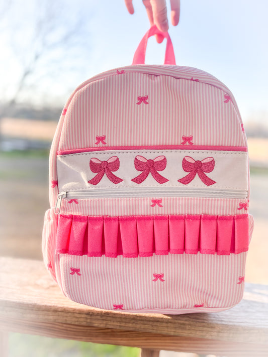 Embroidery Bow Mini Backpack