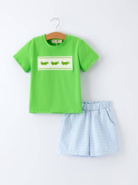 Smocked Alligator Short Set