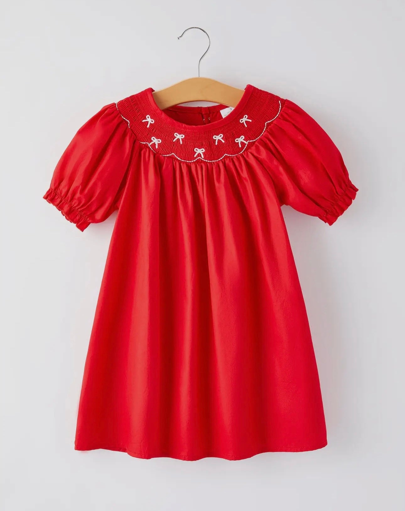 Red Smock Bow Dress