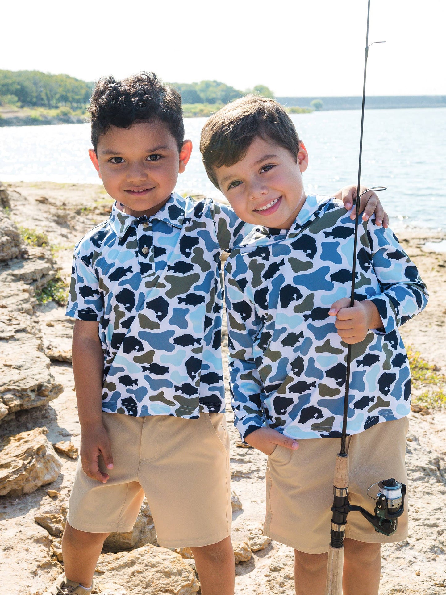 Boys Fish Camo Catch Knit Short Sleeve Performance Polo