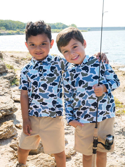 Boys Fish Camo Catch Knit Short Sleeve Performance Polo